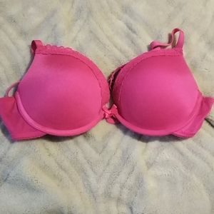 Hot pink bra.